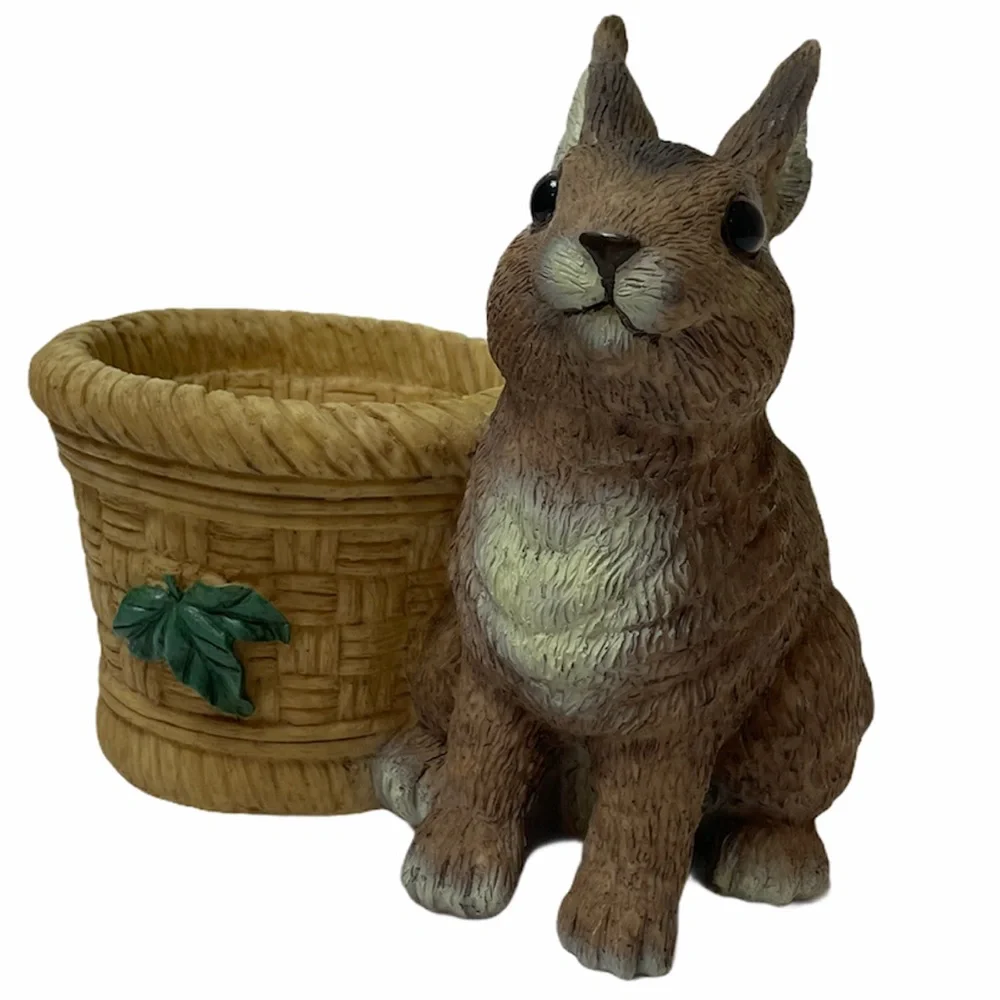 Vintage Rabbit Pot Planter Indoor Outdoor Resin Primitive Rustic Cottage Core